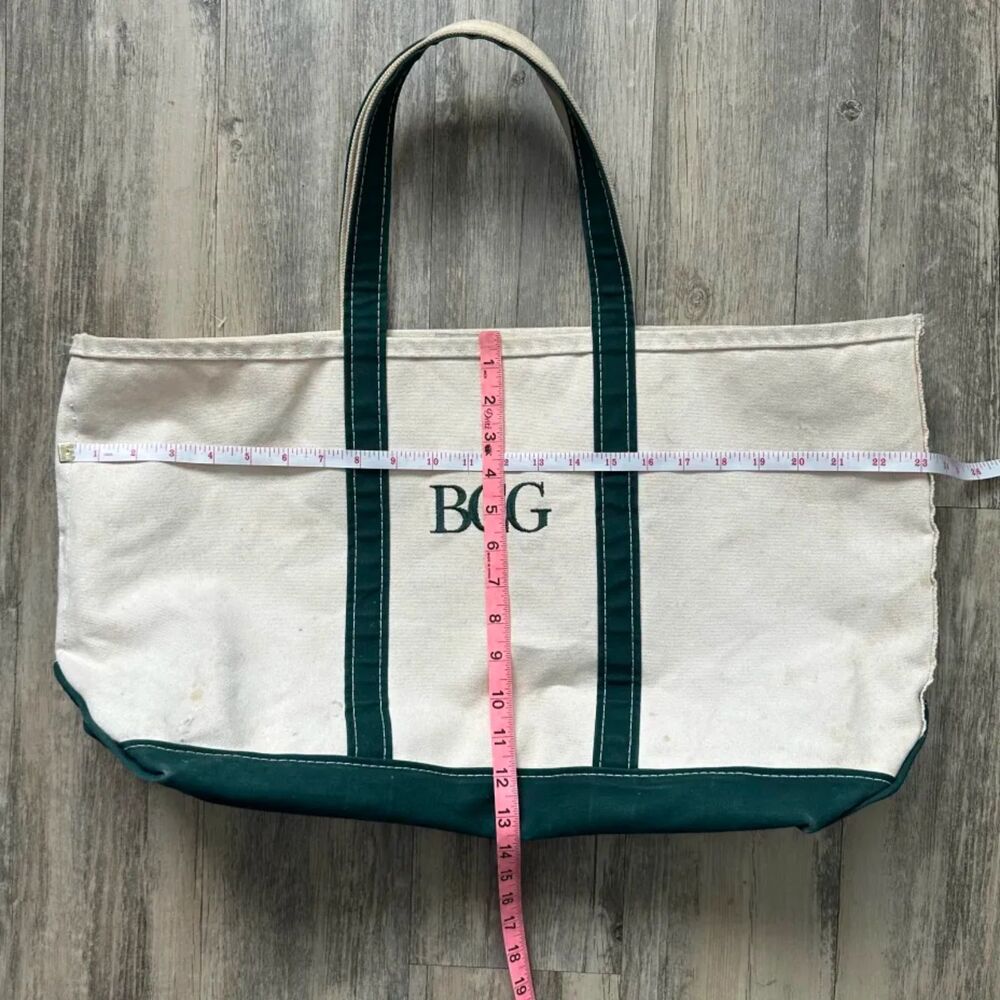 Vintage L.L. Bean Boat And Tote Green Canvas Tote Bag - Picture 6 of 6